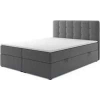 M-Punkt24 Boxspringbett Athen (180 x 200 cm, Grau oder Schwarz), inkl. Bettkasten, inkl. Visco-Topper, inkl. Matratze H3