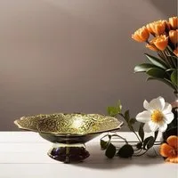 Marrakesch Orient & Mediterran Interior Dekoschale Orientalische Messingschale Rayhan aus Messing in Silber-Gold 14 cm (1 St), Handarbeit