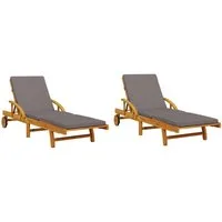 vidaXL Gartenliege Sonnenliegen 2 Stk. mit Auflagen 200x68x83 cm Massivholz, 1 St.
