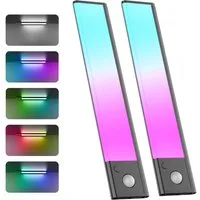 ANYSUN LED Lichtleiste ohne Kabel, RGB Küchenschrank mit Bewegungsmelder und Lichtsensor, 40 cm, 1500 mAh Akku, LED fest integriert, Farbwechsler, Kaltweiß, Aufladbar Schranklichter Stimmungslicht für Schlafzimmer Spielzimmer