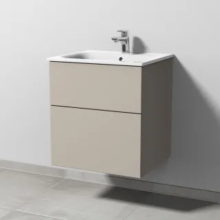 Sanipa 3way Waschtischunterbau zu Geberit Renova Plan Slim Waschtisch mit 2 Auszügen, Kaschmir-Matt SP6851U