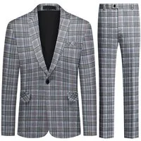 Allthemen Anzug (2 tlg) Slim Fit Herrenanzug im Farbeblock-Karomuster
