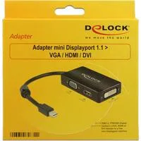 Adapter MiniDisplayport > VGA/HDMI/DVI schwarz, 16 cm