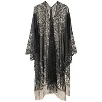 MOPUEA Kimono Sommerkleid Damen Strandkleid Strandtunika Boho Spitze Bikini Cover Up, Elegantes Design mit Spitzenakzent