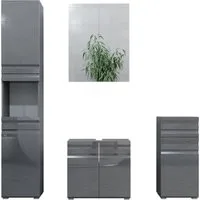 Vicco Badmöbel-Set Fredd, Anthrazit Hochglanz, 4 Teile, (4-er Set, 4-St., 4er Set)