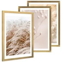 PHOTOLINI Bilderrahmen 3er Set breite Rahmen mit bruchsicherem Acrylglas für Fotos & Poster, für 3 Bilder (3er Set), im modernen Stil für Ihre stilvolle Wanddekoration