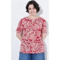 Ulla Popken T-Shirt T-Shirt Muscheln Oversized Tunika-Ausschnitt