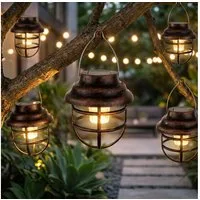 GLOBO LIGHTING LED Solarleuchte, LED-Leuchtmittel fest verbaut, 5er Set LED Solarleuchte Pendellampe Laternen Gitter Design Außenlampe
