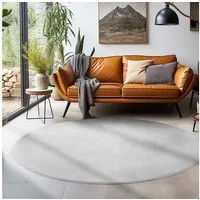 SIMPEX24 Teppich Unicolor - Einfarbig, Rund, Höhe: 7 mm, Moderner Flauschiger Kurzflor Teppich Anti Rutsch Rückseite Waschbar