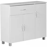Wohnling Sideboard WL1.334 90x75 cm Kommode Anrichte 3 Türen 1 Schublade kleiner (SETE Weiß mit 1 Schublade & 3 Türen 90x75x30 cm), Design Kommode Anrichte Flur-Schrank mit Griffen
