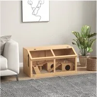 PawHut Kleintierkäfig Hamsterkäfig aus Holz, mit Leitern, naturholz, LxBxH: 85x45x44 cm