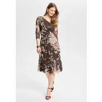 SWING Cocktailkleid - Midi Kleid aus Mesh in Wickel Optik Taillierter Schnitt mit fließendem Rockteil
