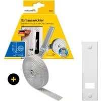 SCHELLENBERG Einlass-Gurtwickler Unterputz, inkl. Abdeckplatte weiß und Rollladengurt in grau oder weiß, Set, 1-tlg., 16 cm Lochabstand für das Rollladensystem Maxi