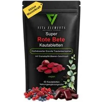Vita Elements Rote Bete Kautabletten, 60 St., Vegan frei von Gentechnik Laborgeprüft in Deutschland