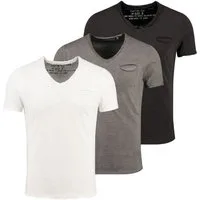 Key Largo T-Shirt Soda vintage Look uni Basic T00619 V-Ausschnitt unifarben kurzarm slim fit