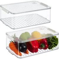 relaxdays Frischhaltedose Kühlschrank Organizer 2er Set, Kunststoff