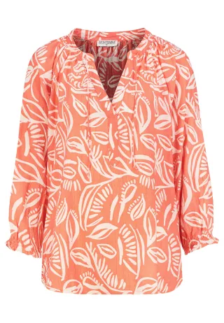 Authentic Style - RE9CIGxhbmdhcm0gQmx1c2UgQWxsb3ZlciBQcmludA== leaves: shiny coral-offwhite - Gr. - XXL
