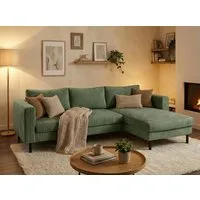 TRENDMANUFAKTUR Ecksofa Amazing II, wahlw. mit Schlaffunktion & Bettkasten, Fuß schwarz, Recamiere beidseitig montierbar, L-Form,in Cord o. Struktur, B: 232 cm