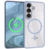 EAZY CASE Handyhülle Transparente Hülle mit MagSafe Samsung Galaxy S26 6,3 Zoll, Softcase, Schutzhülle mit Displayschutz, stoßfest, kratzfest, Hellblau