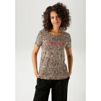 Aniston CASUAL T-Shirt im Leo-Print mit Statement-Schriftzug
