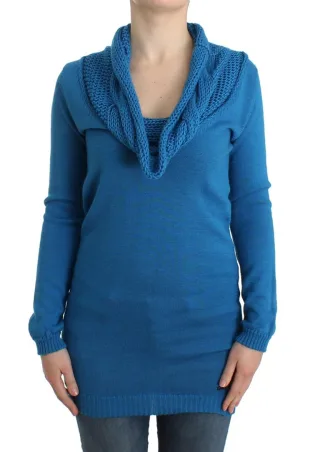 Costume National Pull à encolure dégagée en tricot bleu pour femmes
