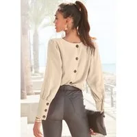 LASCANA Langarmbluse mit Knopfleiste hinten, elegante Damenbluse, Business-Look