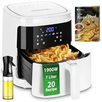 Aigostar Heißluftfritteuse Smart Air Fryer 7L XXL Friteuse Heissluft, APP-Steuerung, 7 Programmen, 1900,00 W, Warmhalten, 20 Rezepte, 6-10 Personen, Digitalem LED-Touchscreen