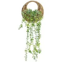 Kunstpflanze Künstlicher Eukalyptus in geflochtenem Topf, 70 cm Zimmerpflanze, Atmosphera Créateur d'intérieur, Höhe 26 cm