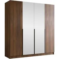 MIRJAN24 Kleiderschrank Santi II (mit vier Drehtüren) Kleiderstange, Metallgriffe, Frontspiegel
