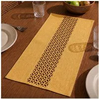 matches21 HOME & HOBBY Tischdecke Moderner Tischläufer gelb Leinen-Optik 90 x 40 cm schmal (1-tlg), Lange waschbare Tischdecke rechteckig