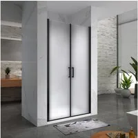 i-flair Dusch-Doppelflügeltür Duschtür Lara BLACK mit Pendeltüren aus satiniertem ESG Sicherheitsgla, 68x180 cm, 6 mm Sicherheitsglas