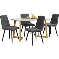 Flieks Essgruppe, (Set, 5-tlg., Tisch mit 4 Stühlen), Esstisch und 4 Esszimmerstuhl Set Polsterstühle Küchetisch Marmoroptik