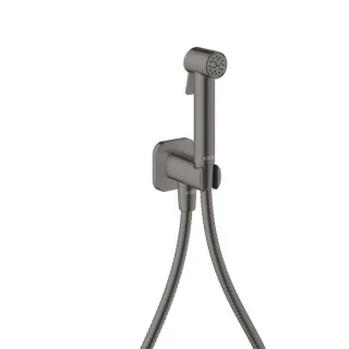 hansgrohe AXOR Bidette Showers Bidette Duschkopf 29241330 1 Strahlart softsquare für Kaltwasser mit Duschkopfhalterung und Duschschlauch 1,25 m, Polished Black Chrome