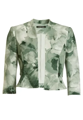 SWING - Taillierte Jacke aus bedrucktem Scuba deep slate - Gr. - 42