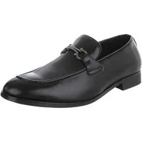 Coolwalk Herren Loafer mit Metall-Detail, Slip-On Slipper (91977310) Blockabsatz Business-Schuhe in Schwarz