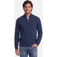 U.S. Polo Assn. Stehkragenpullover USLogaan – Herren Troyer mit Reißverschlusskragen 100 % Baumwolle, weiche Strickqualität und sportiver Look