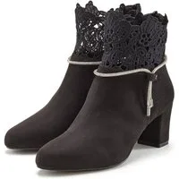LASCANA Stiefel, Boots, Stiefelette mit elegantem Spitzenbesatz