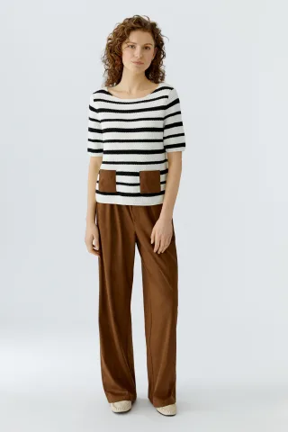 Oui - Pullover white black - Gr. - 36