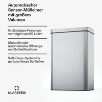 Klarstein Mülleimer Touchless sensor bin, Sensor Trash Bin Garbage Müll Geräuschlos 60 L