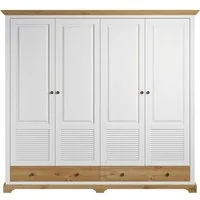 OTTO home Kleiderschrank Rauna, aus massiver Kiefer, 4-türig, mit Lamellen und Kassetten (B/H/T ca. 203/183/61) FSC® zertifiziertes Massivholz (Kiefer), robuste Qualität