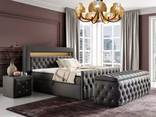 Boxspringbett Schlafzimmerbett SEVRA Nr.3 180x200cm in Elisa Velvet Anthrazit