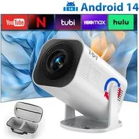 XGODY XGODY Tragbarer Projektor Mini-Beamer (260 lm, 1500:1, 3840 x 2160 px, Mini Projektor mit Android 14/WiFi 6/BT 5.4/ 180-Grad- Winkel)