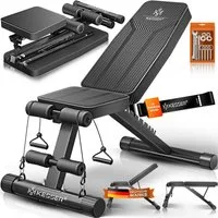 KESSER Hantelbank Multifunktionale Trainingsbank mit Rückenlehne 500kg Belastbarkeit, (Klappbare Verstellbare Mehrzweck-Hantelbank Flachbank zum Bankdrücken), Fitnessgerät Ganzkörpertraining Schrägbank für Fitness & Training