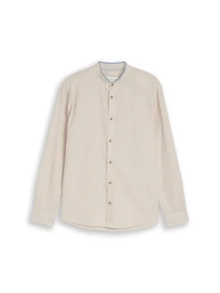 Tom Tailor - Regular Fit Hemd mit Leinenanteil cashew beige chambray - Gr. - XXXL