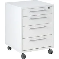 Tvilum Rollcontainer PRIMA, 48 x 68 cm, Weiß, 4 Schubladen, mit Rollen, mit abschließbarer Schublade