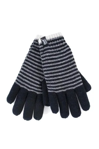 Heat Holders - Gestreifte, mit Fleece gefütterte Thermohandschuhe für Damen