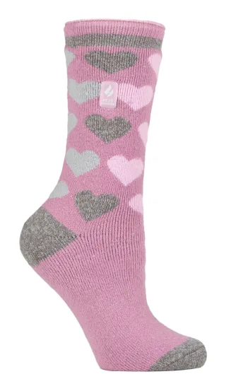 Heat Holders Lite - Womens isoliert thermische Socken | Mehrere Designs einschließlich Argyle Streifen Herzen Sterne | Warme Socken für den Winter - Mauve (Paris)
