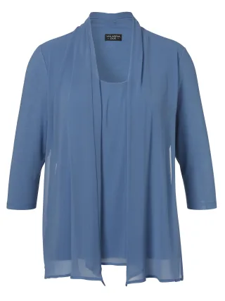 VIA APPIA DUE - Bluse 2 in 1 Rundhals 3/4 Arm bleu - Gr. - 52