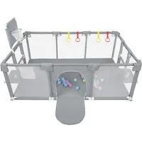 JEOBEST Laufstall Baby Laufgitter - Große Sicherheitsspielplatz, 180x120x66cm - mit Basketball-Netz 50 Ozeanbälle und 4 bunten Ringen