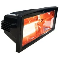 BRUBAKER Heizstrahler Infrarot Wärmestrahler IP54 Schwarz, 1300 W, elektrischer Terrassenstrahler mit Goldröhre - Infrarotstrahler